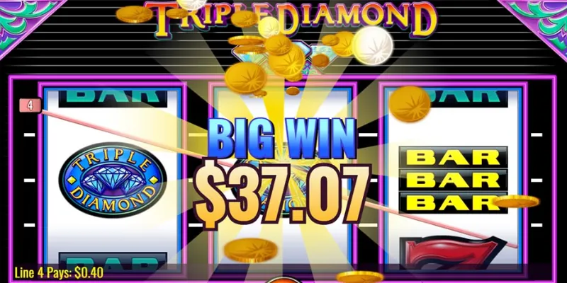 Trải nghiệm Triple Diamond - Game slot cổ điển hấp dẫn tại 789Bet 2 Các tính năng và tỷ lệ thanh toán trong Triple Diamond tại 789Bet